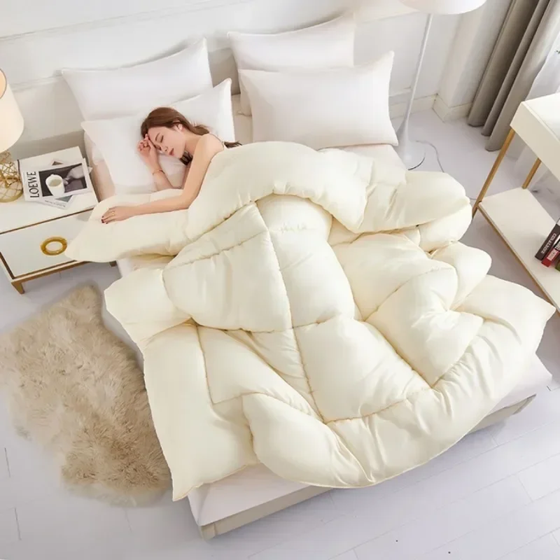 

2024 New Polished Solid Color Winter Thickened Warm Winter Quilt Universal Quilt for All Seasons Simple Solid Color