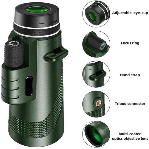 Imagen 2 del producto 80*100 HD Con soporte para teléfono inteligente y trípode Binoculares potentes Monocular portátil de largo alcance o Camping Turismo al aire libre