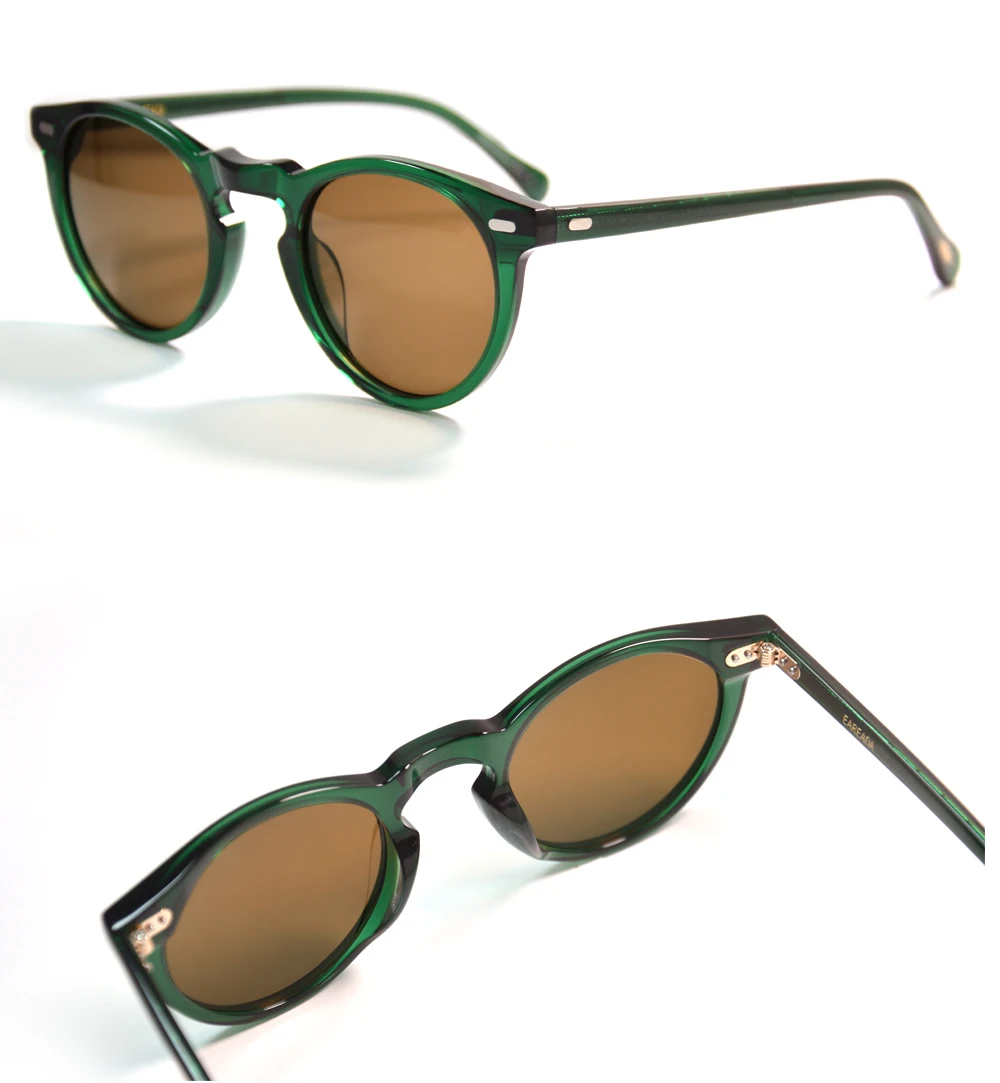Trending Gregory Peck OV5186 Kreis Transparenter Achat Grüner Rahmen Polarisierte UV400 Sonnenbrille Retro Runde Sundown Fade Brillen – Detail 9