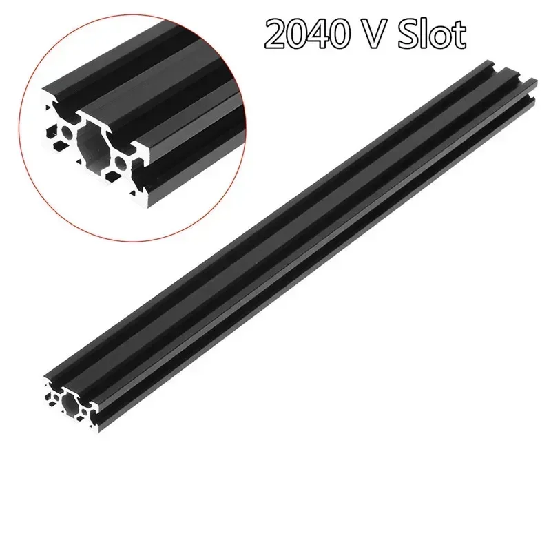 Rail Linéaire en Aluminium Anodisé pour Imprimante 3D CNC, Extrusion à Fente en V, Standard Européen, Cadre Noir, Longueur 2040mm, 2 Pcs, 400