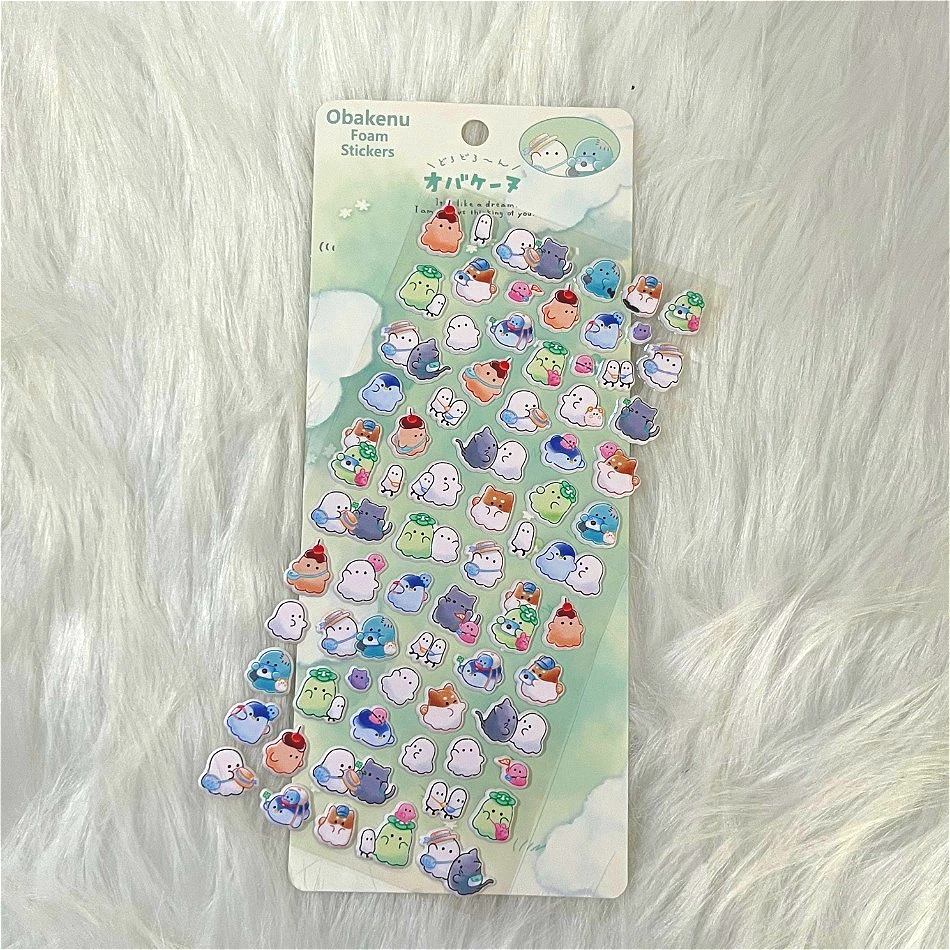 일본 요요 패밀리 귀여운 유령 신선한 버블 코튼 스티커 - 어린이 스크랩북 다이어리 장식 스티커