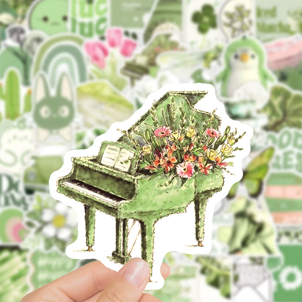 10/30/50 pçs verde vintage dos desenhos animados adesivos estéticos kawaii meninas decalque diy scrapbooking notebook portátil adesivo à prova dwaterproof água presente