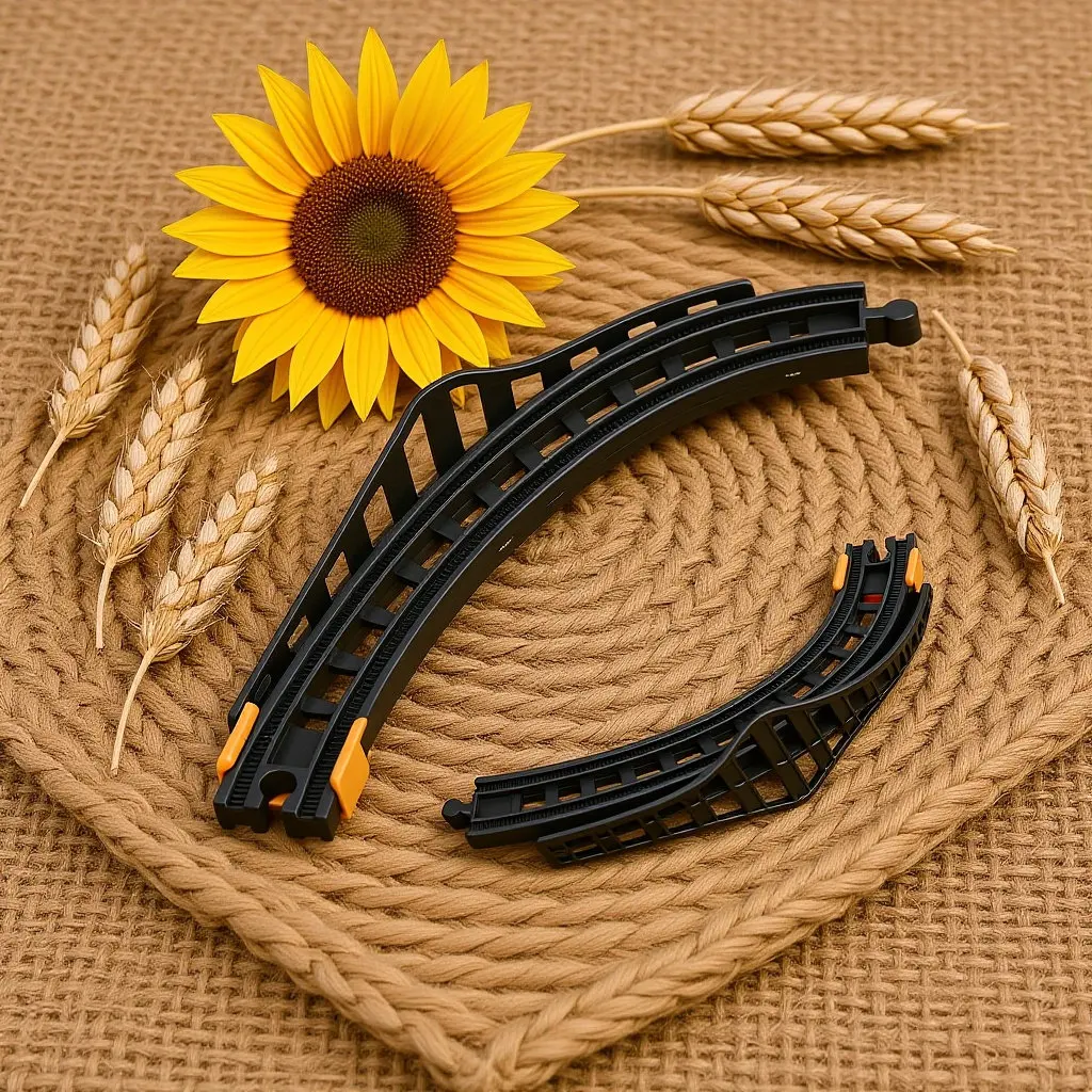 

2pcs Curved Train Track Grey Plastic Railway Expansion Pieces For City Layouts Smooth Movement Easy Assembly Train Accessories