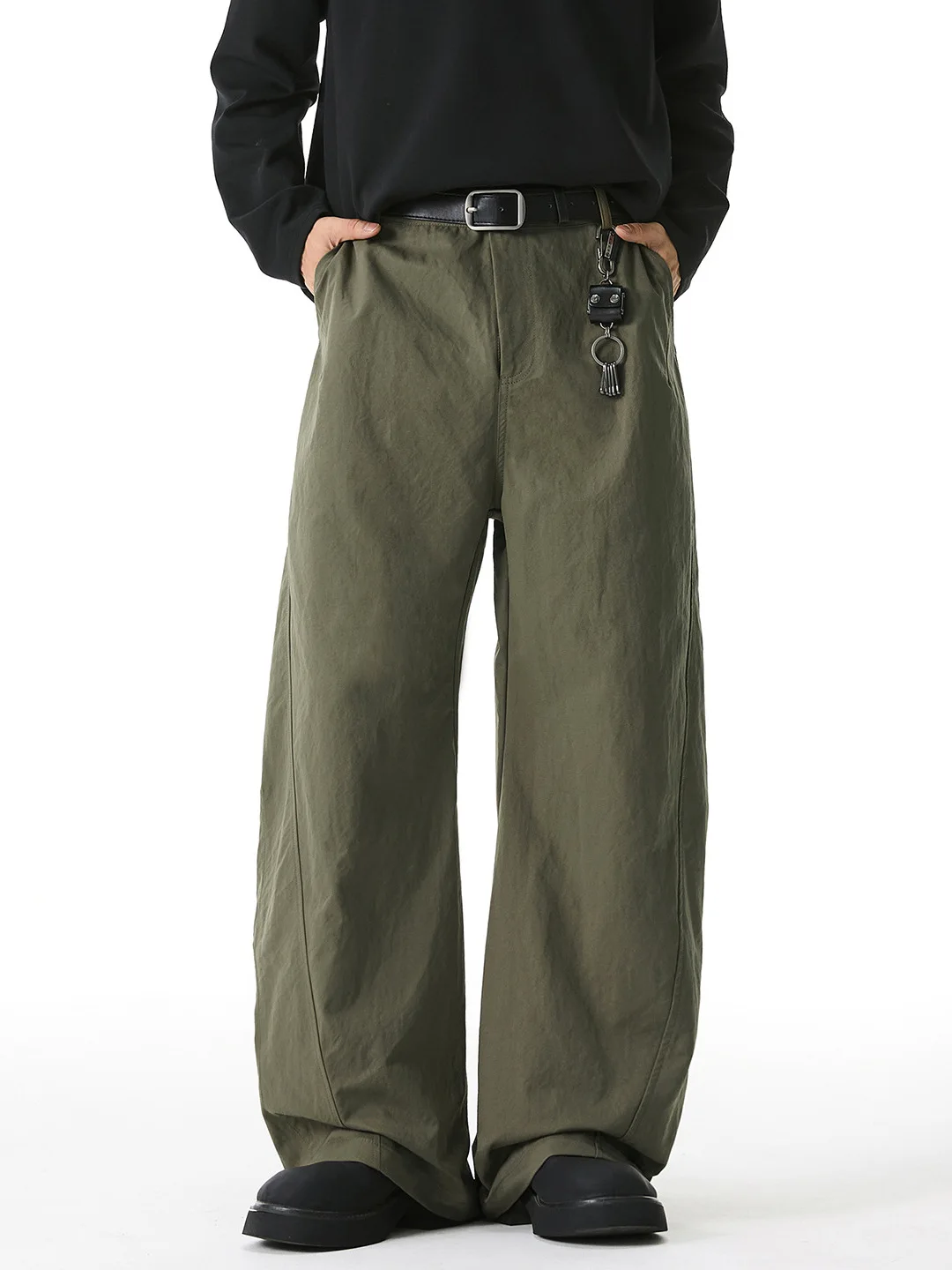 

Брюки свободного кроя в стиле ретро с боковыми разрезами и вставками, прямые повседневные брюки для молодежи из полиэстера с присборенной талией, осенние