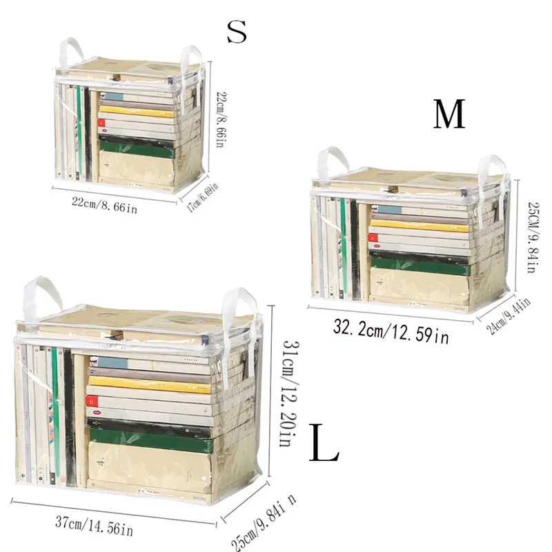قطعة واحدة من حقيبة تخزين الكتب الشفافة متعددة الوظائف، صندوق تنظيم الكتب، حقيبة تخزين قابلة للطي، صندوق تخزين كتب مقاوم للغبار