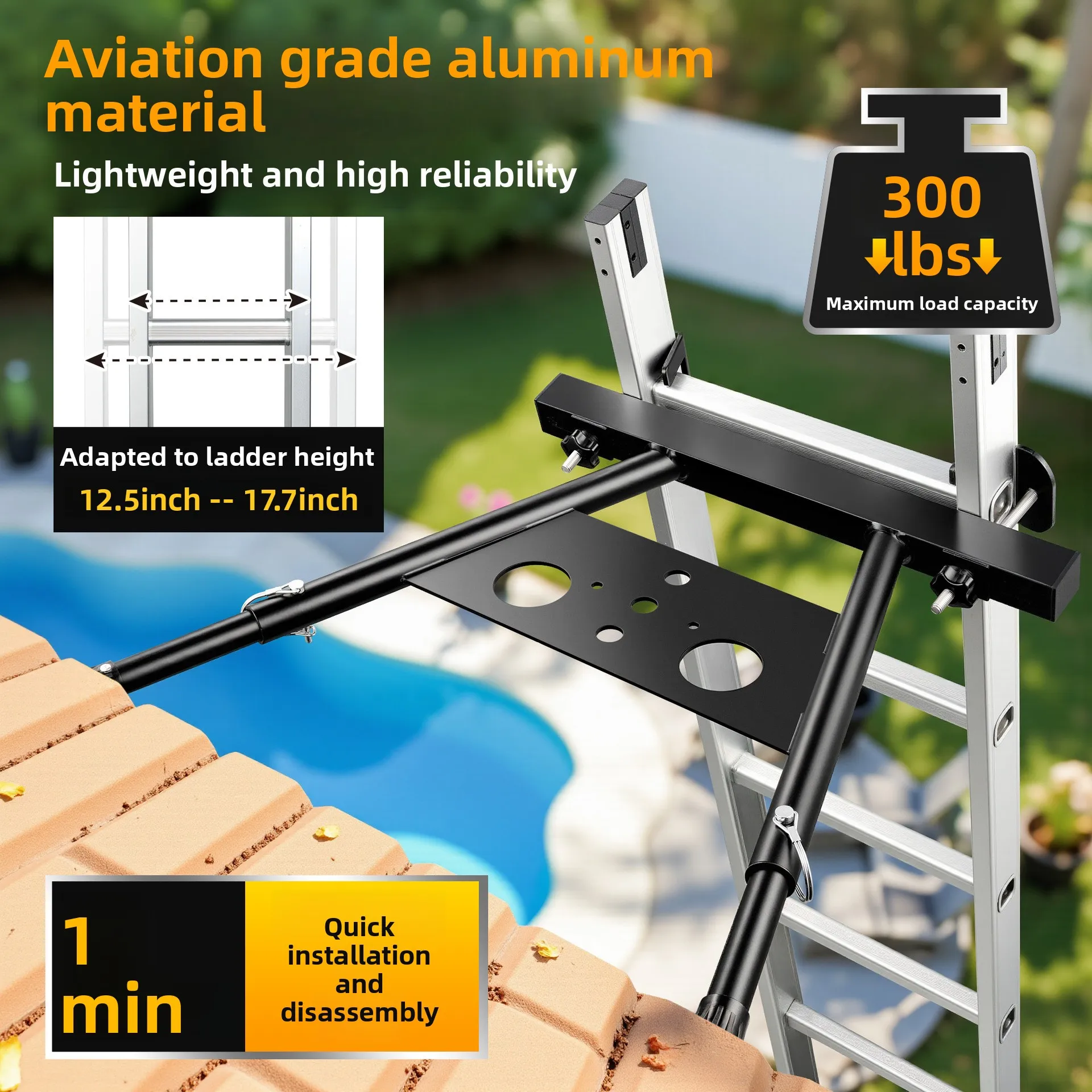 

Ladder Hook Stabilizer, Wall Ladder Bracket, Aviation Aluminum Scalable Ladder Fixing