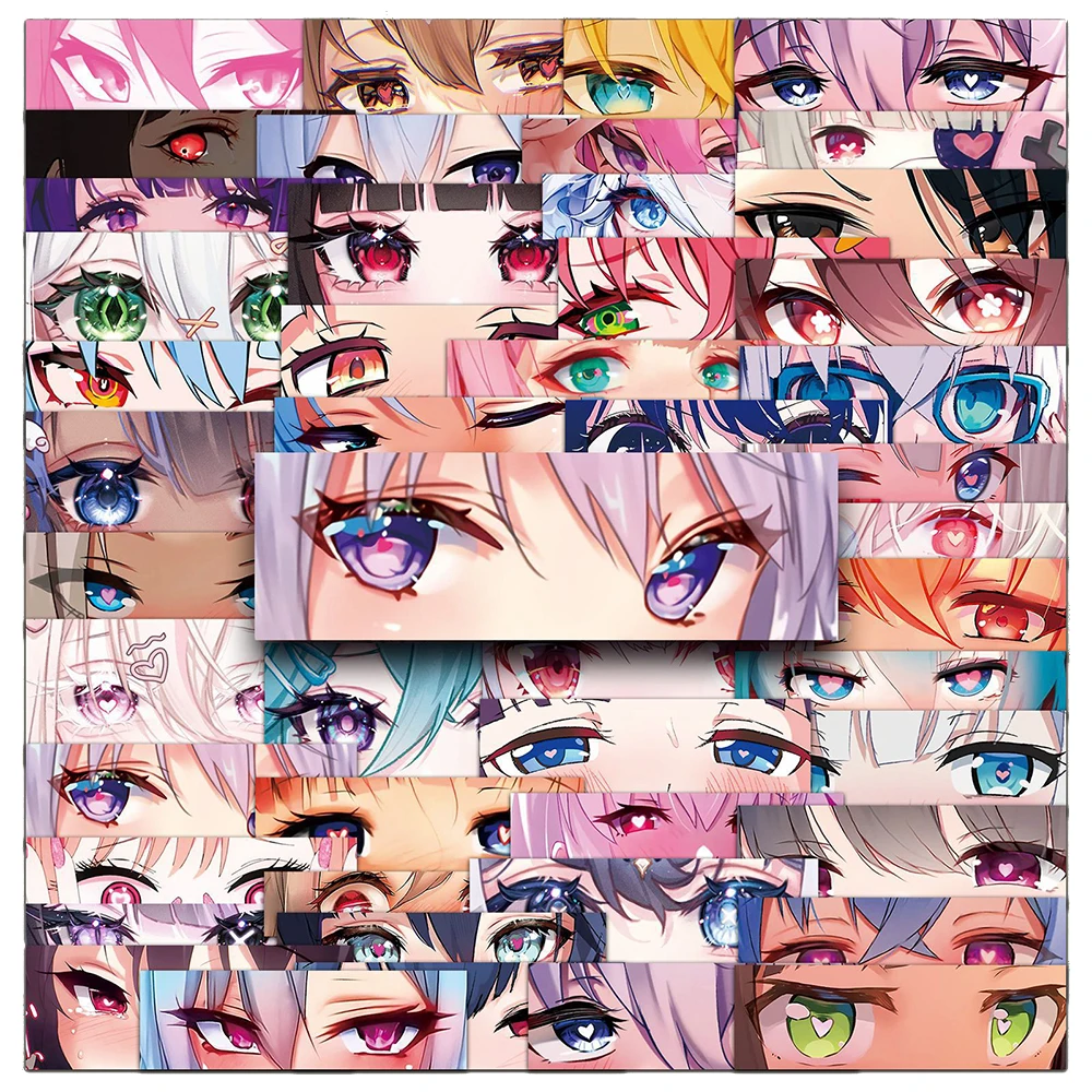 10/30/50pcs Kawaii Anime Girl Eyes Stickers Aesthetic Decal DIY Phone Laptop Luggage Skateboard Cartoon Graffiti Sticker Kid Toy