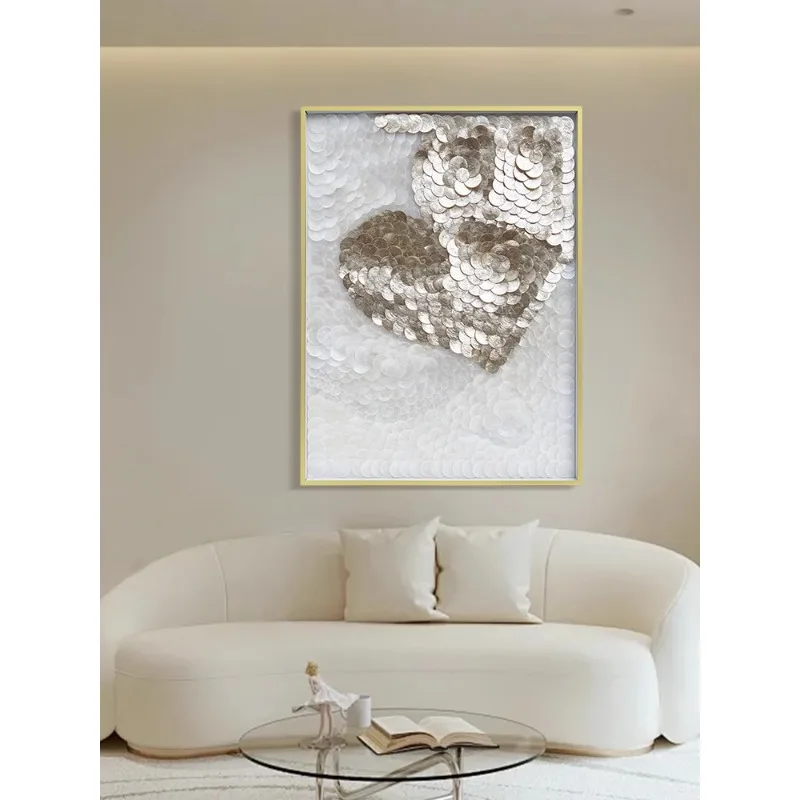 Light luxury high-end feeling Jinbei art painting heart-shaped romantic shell decorative painting hotel entrance corridor bedroo