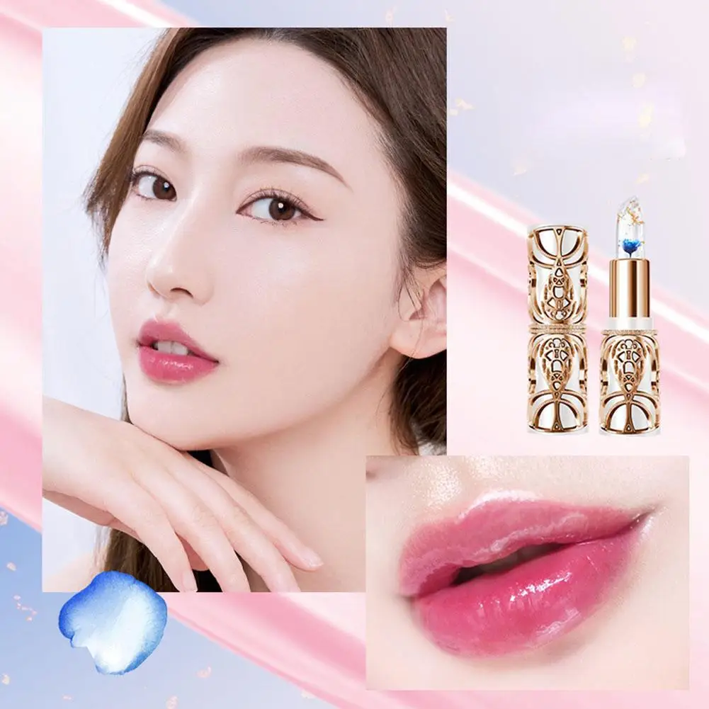 

Jelly Flower Lipstick Clear Temperature Color Changing Lip Lipstick Flower Gloss Lipstick Waterproof Inside Color With Chan H8f4