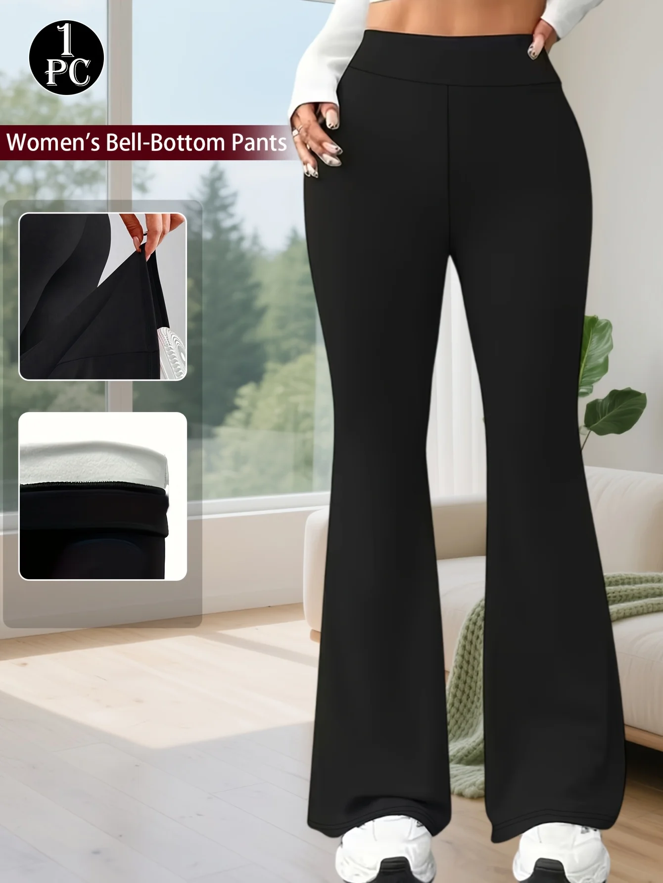 

Женские брюки-клеш с высокой талией, на флисовой подкладке, эластичные, с эффектом подтяжки ягодиц, расклешенные леггинсы с карманами, теплые зимние, для йоги и тренировок