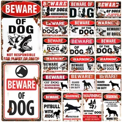 Warning Dog Metal Tin Signs Vintage Poster Beware Of Dog Retro Tin Plates Wall Plaque Pub Bar House Painting Man Cave Decor