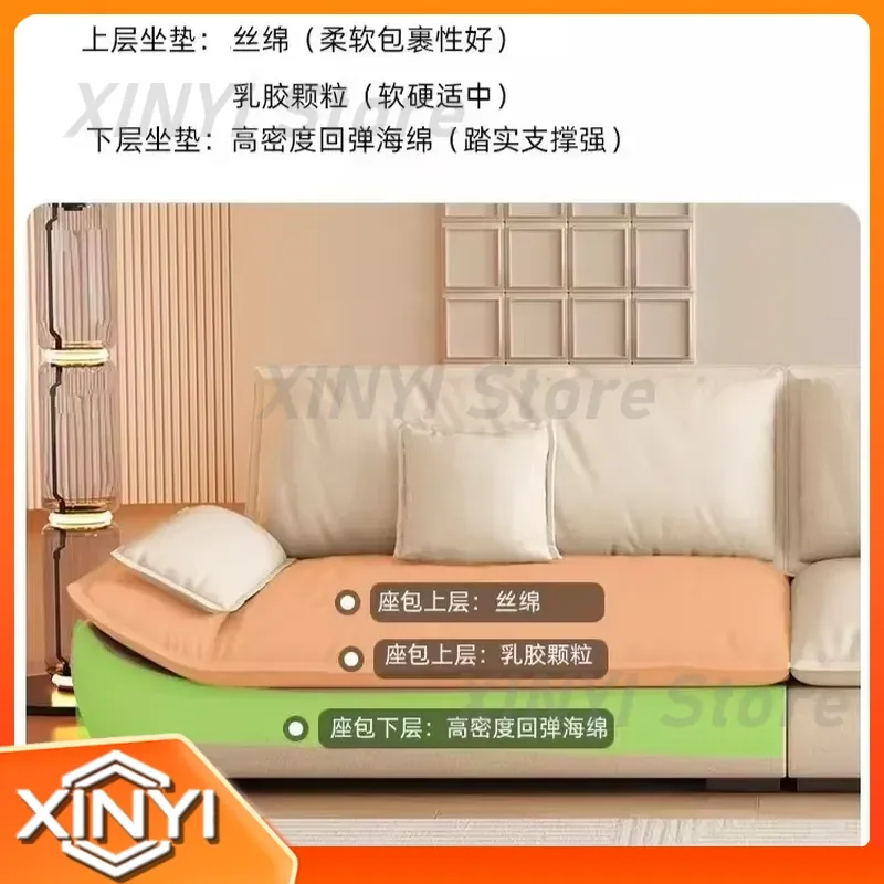Ultra-Wide Minimalist Three-Person Straight Row Sailing Sofa for Italian Light Luxury Technology Fabric Living Room