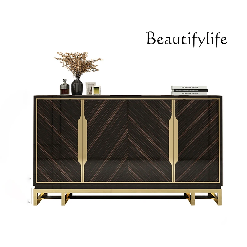

Light luxury solid wood dining side cabinet Modern simple entrance foyer entrance cabinet Stainless steel shoe cabinet