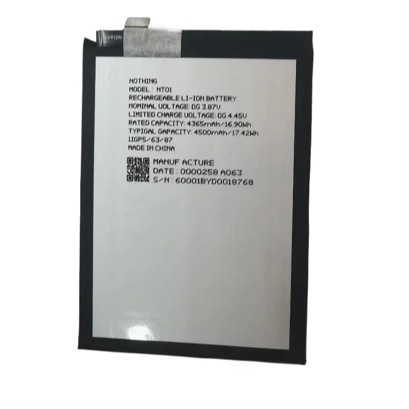 New NT01 3.87V 4500mAh High Quality Mobile Phone Battery for Nothing Phone NT01 1 One Rechargeable Lithium Batteries