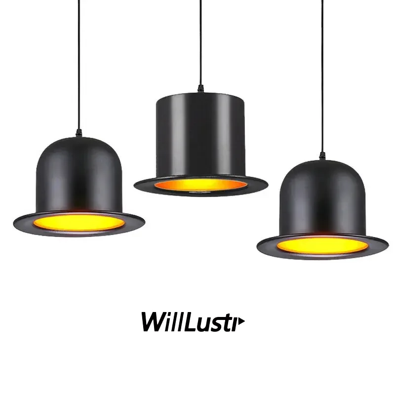 

Aluminum Hat Suspension Lamp JEEVES WOOSTER Black Cap Pendant Light Ceiling Chandelier Dining Hall Clothes Shop Hanging Lighting