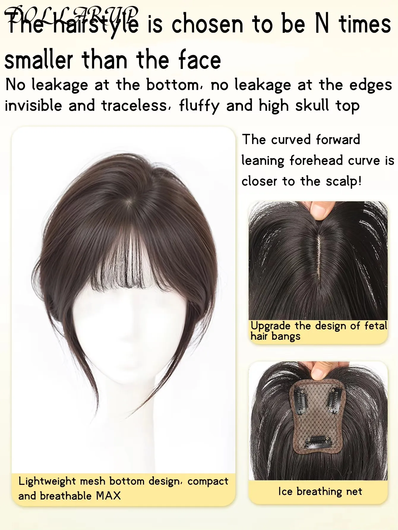 JKL Synthetic Bangs Wig For Women With Natural Fluffiness And Increased Hair Volume 3D Eight Character Facelift Bangs