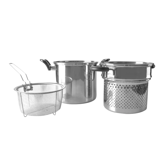 

Classic Stainless Steel 3-pieces Pasta Pot with Strainer Insert