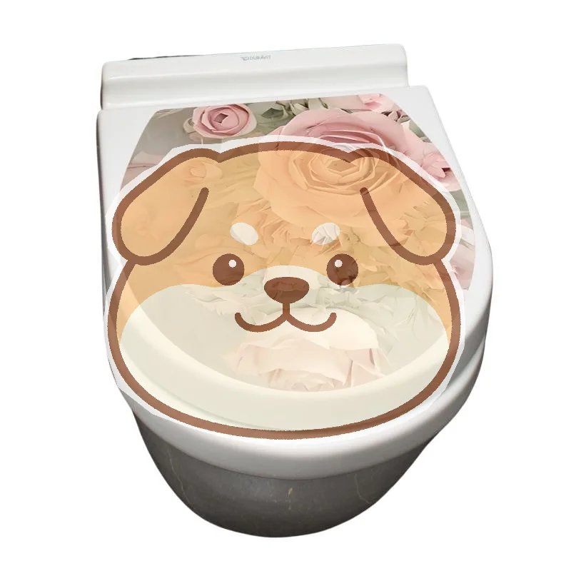 Waterproof Self Adhesive Rose Toilet Lid Sticker Custom Pattern DIY Decor Decal for Apartment Bath Renovation