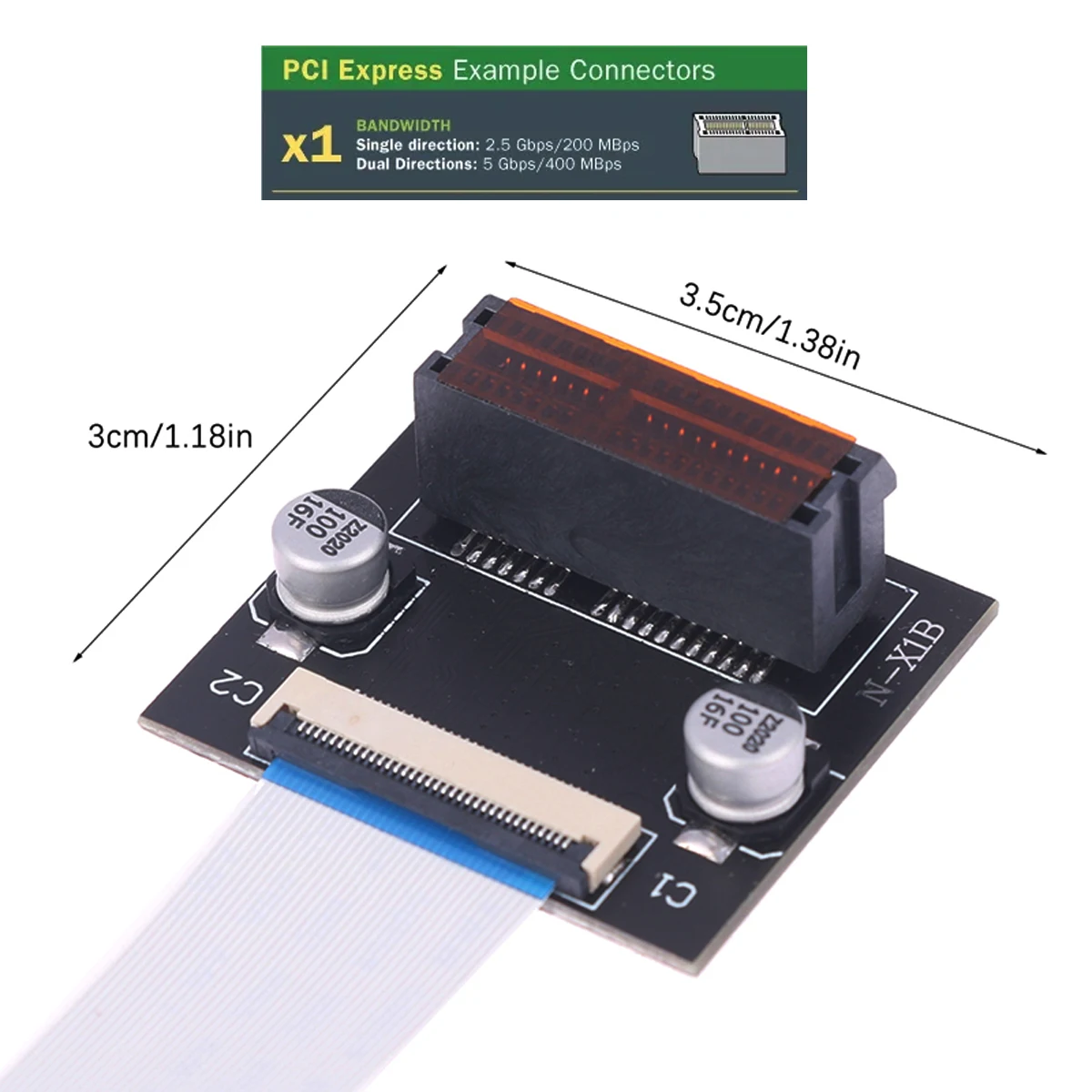 Xiwai PCI-E X1 PCI Express Low Profile Angled Riser Card Extender Relocate Adapter