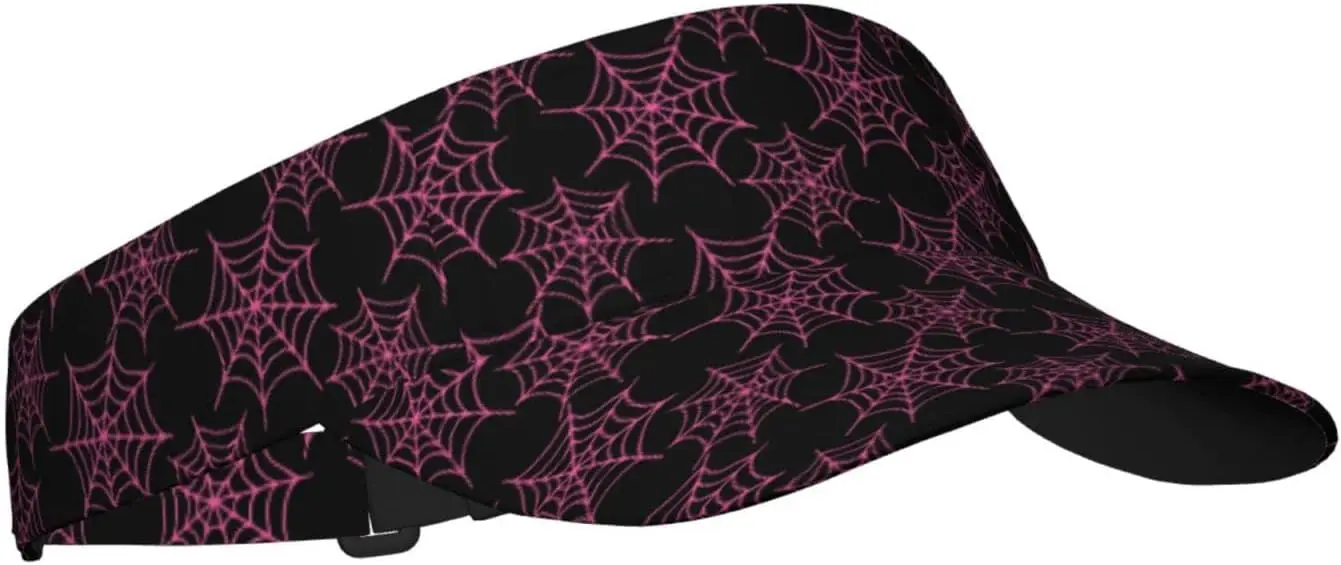 Halloween Spider Black Purple Spiderweb Pattern Sunscreen Visor Hats for Women & Men, Sport Empty Top Baseball Sun Cap, T