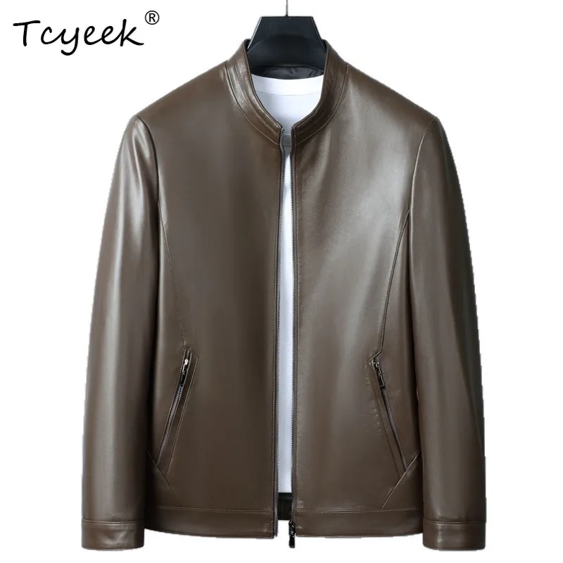 

Tcyeek Genuine Leather Man Jackets Real Sheepskin Coat Spring Autumn Men Clothes Stand Collar New in Outerwears Jaqueta De Couro