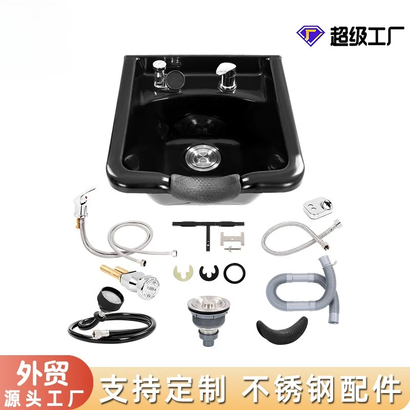 Source Factory Shampoo Bed Shampoo Basin ABS Plastic Shampoo Basin Hair Salon Barber Shop Cross-border Black Hanging Basin
