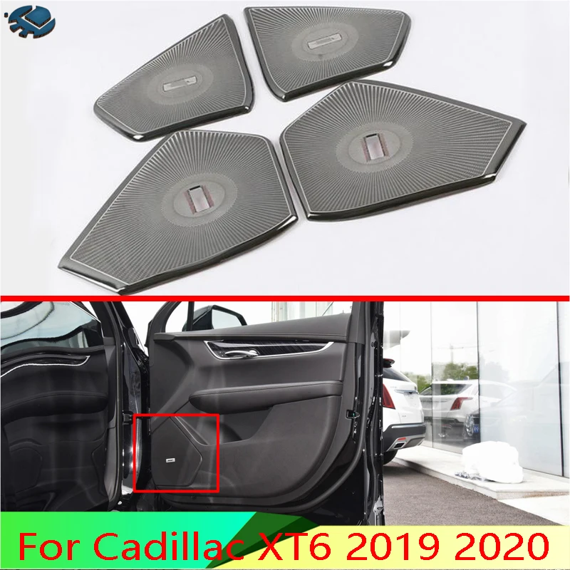 

Для Cadillac XT6 2019 2020, крышка динамика из нержавеющей стали, внутренняя отделка, боковая дверь, стерео ободок, воротник, кольцо, декоративное литье