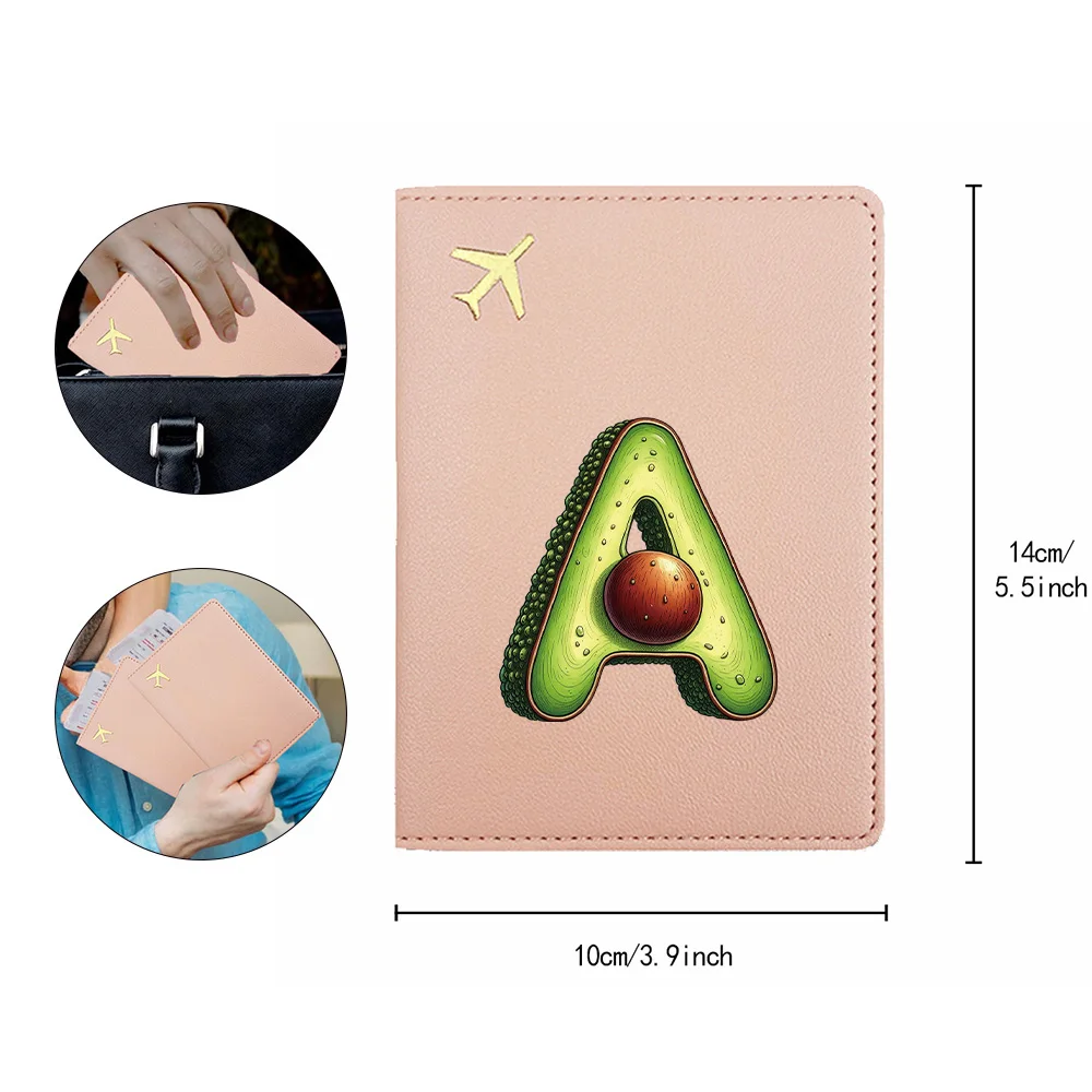 Portable Durable Passport Storage Case Premium PU Passport Set Fruit Letter Initial Name 26 Letters Pattern