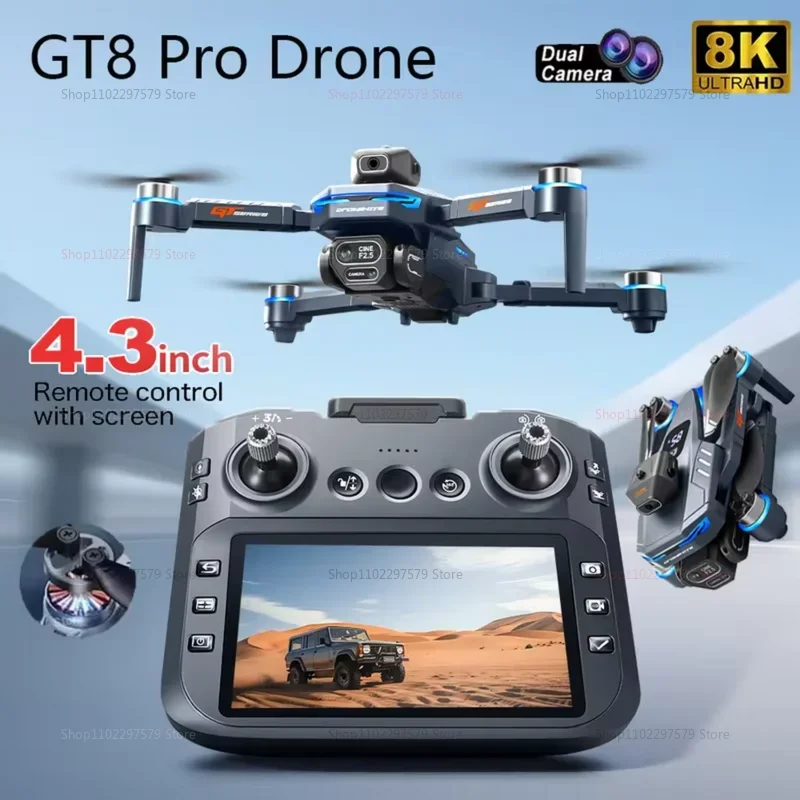 2025 Nouveaux drones GT8 FPV GPS 8K professionnels HD 360 °   Double caméra 5G WIFI moteurs sans balais évitement d'obstacles quadrirotor pliable