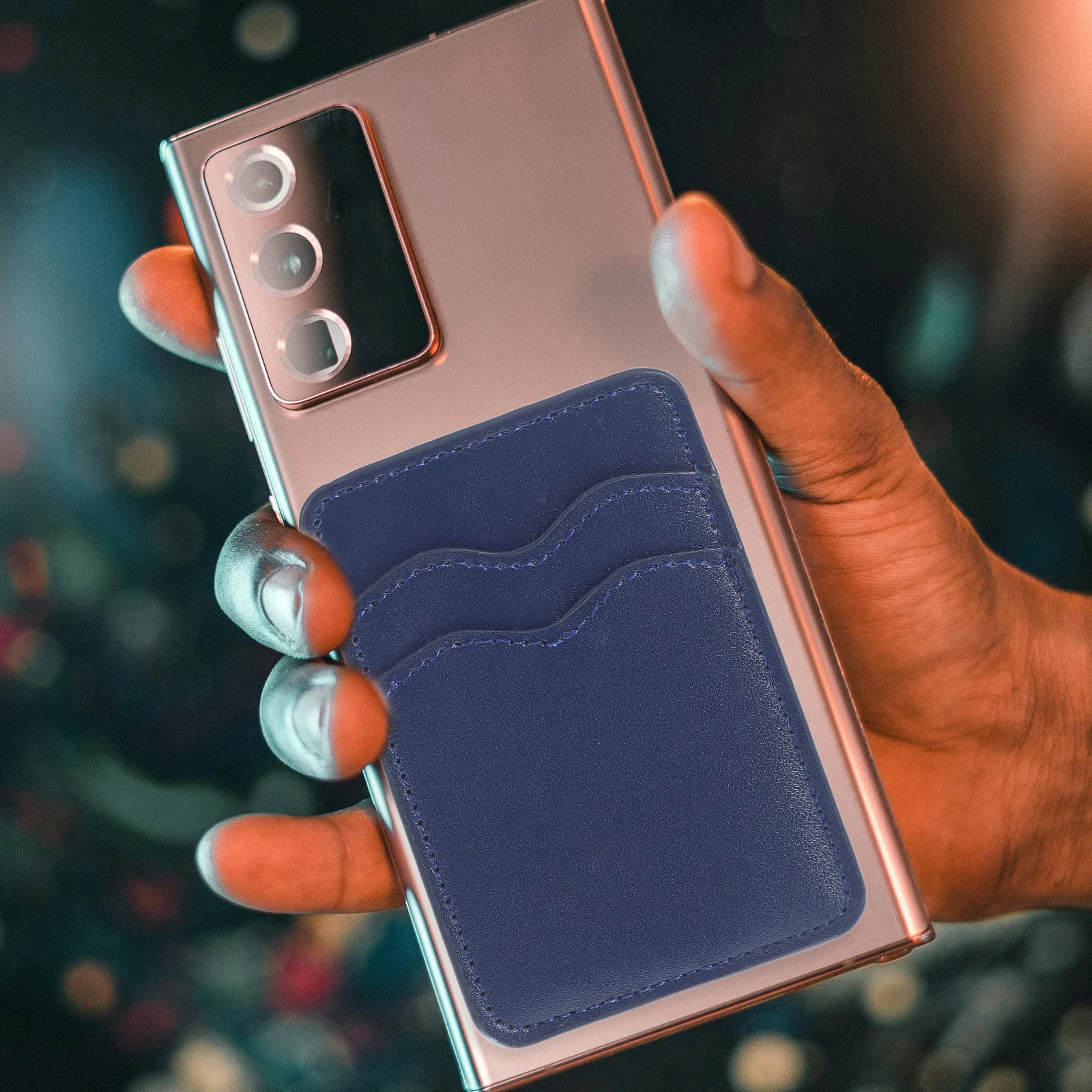 Fake Phone Card Holder Dual Slot Adhesive Back Pocket Credit Id Business Card Case Wallet Phone Pocket