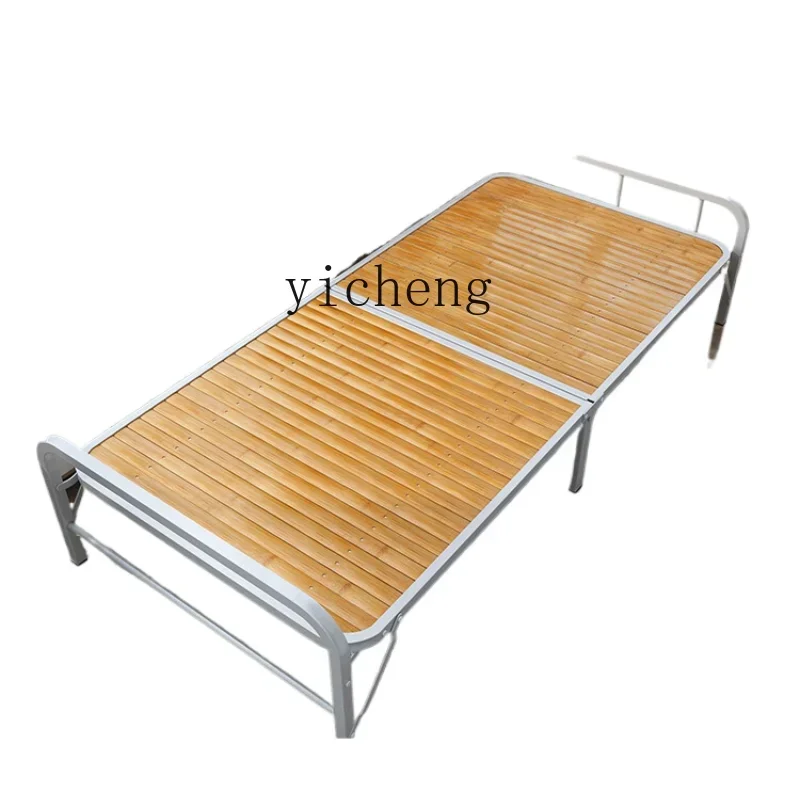 ZK Folding Bamboo Bed Single Simple Siesta Noon Break Household Solid Wood Cool Bed Rental Hard Board Double Bed