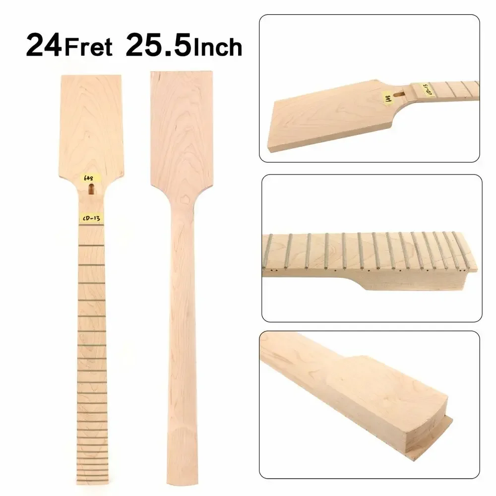 

Yinfente 24fret Fit Diy Electric Guitar Neck Maple 25.5inch Hand MadeUnfinished #D