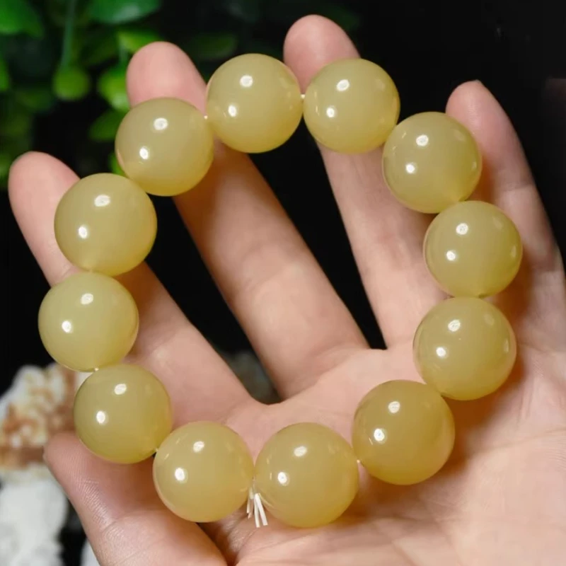 

New Natural Gold Silk Jade Single Circle Bead Bracelet Jewelry