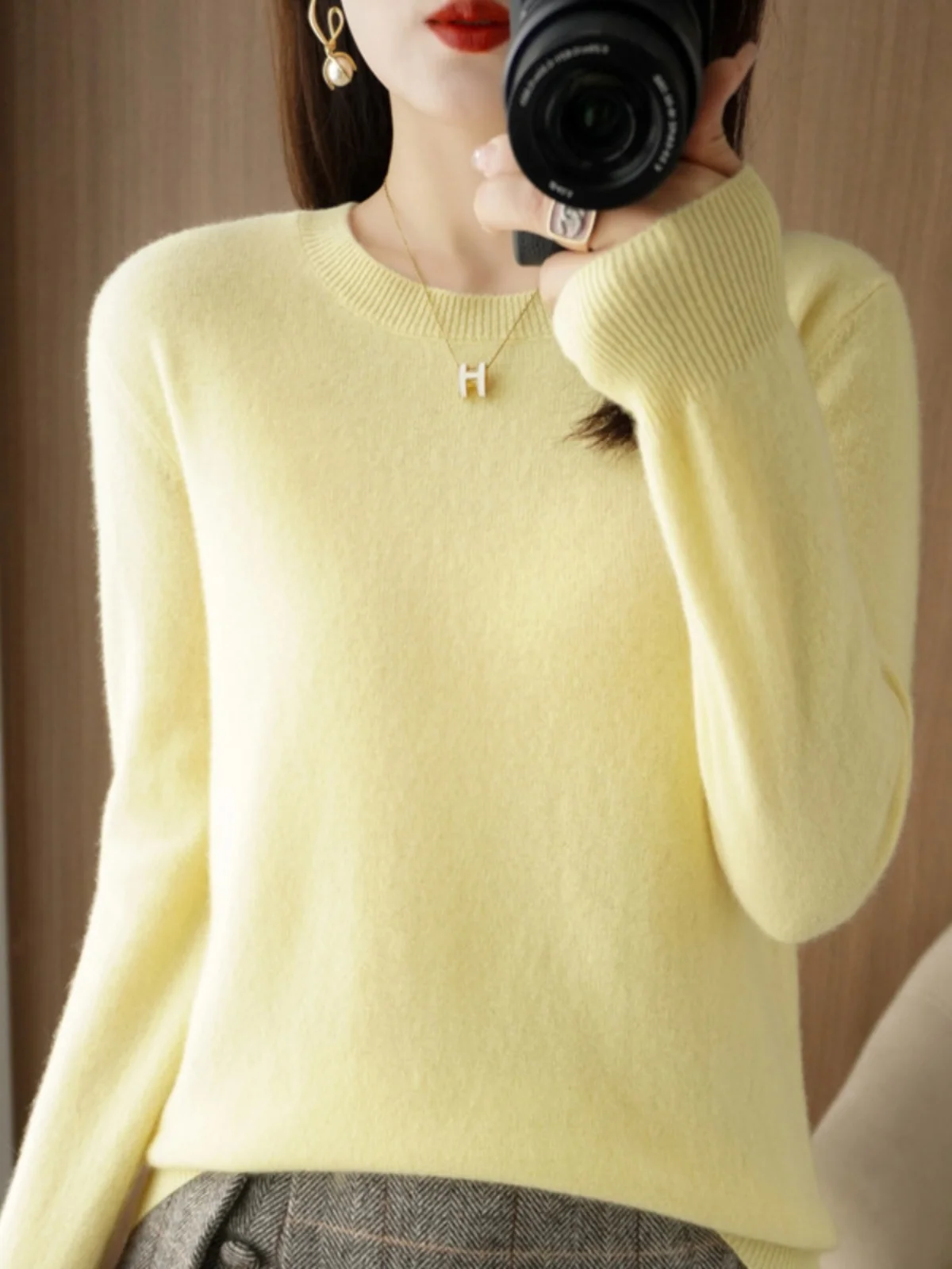 LDZWSM Basic Top Long Sleeve Women O-Neck Knitted Sweater Pullover Clothing Knitwear