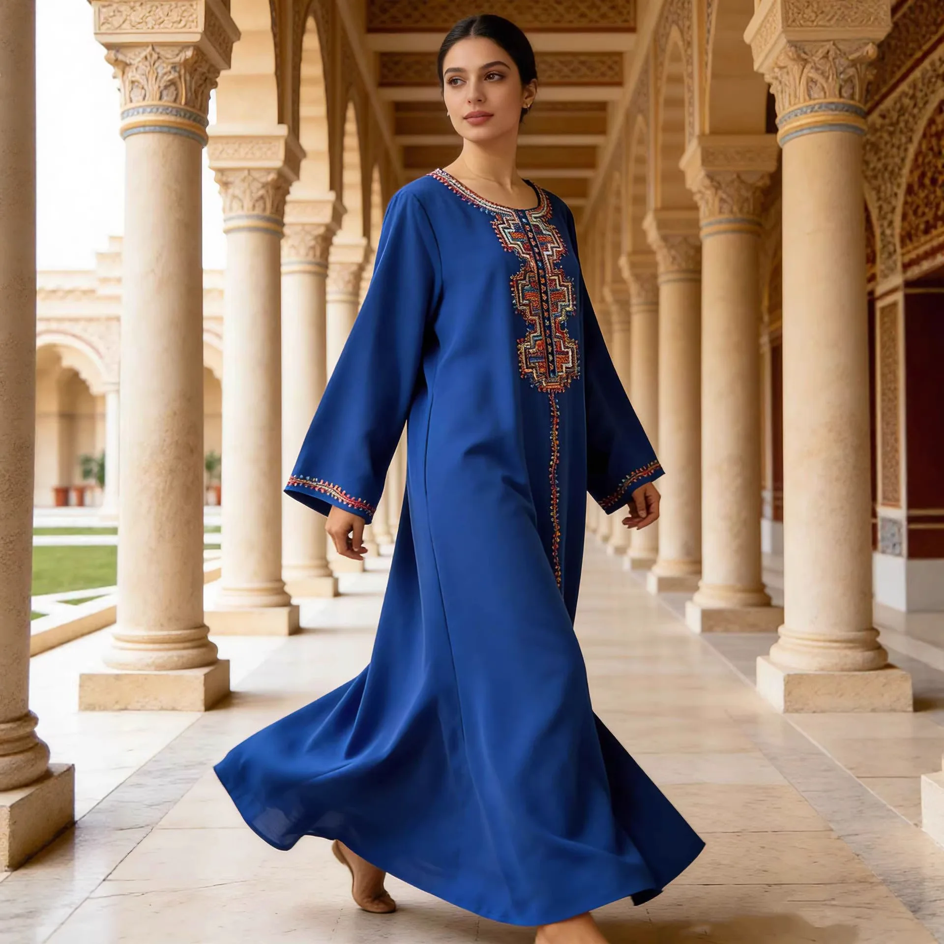 

Embroidered Robe, Ethnic Fashion, Elegant Dress, Long Gown 2026 Muslim Long Dress Robe Abaya Ramadan Dubai Luxury Islam Elegant