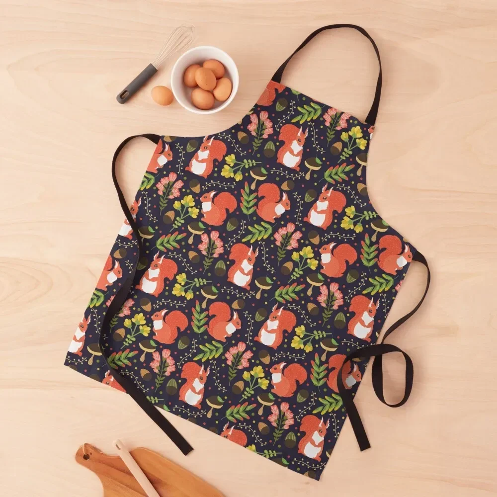 

Squirrels Apron Christmas gift Chef Uniform For Kitchen Women kitchen clothes Apron