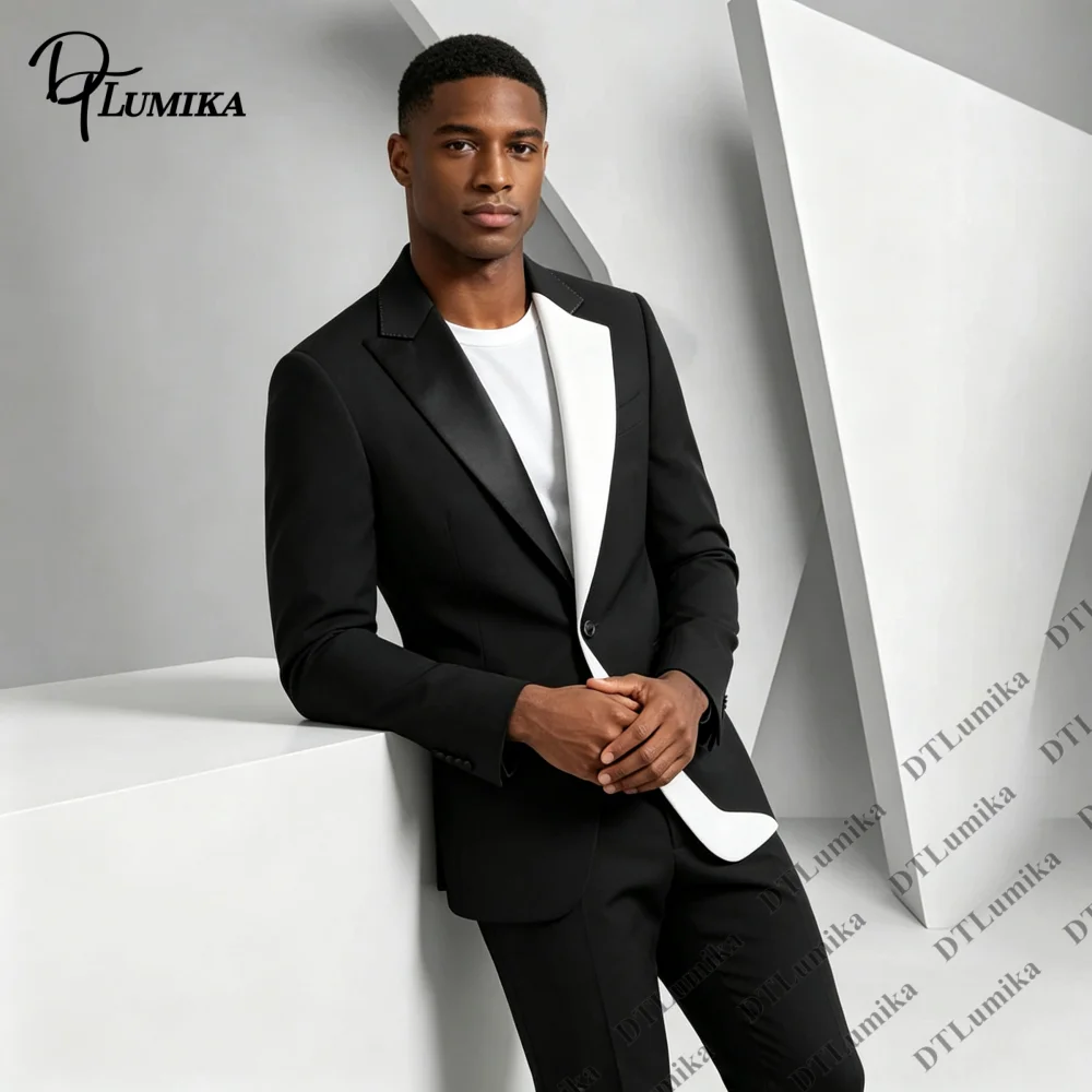 Asymmetric Lapel Two Piece Suits for Men Made To Measure Jacket Pants Bold Stylish Outfit for Fashion Show After‑Party Dresswear