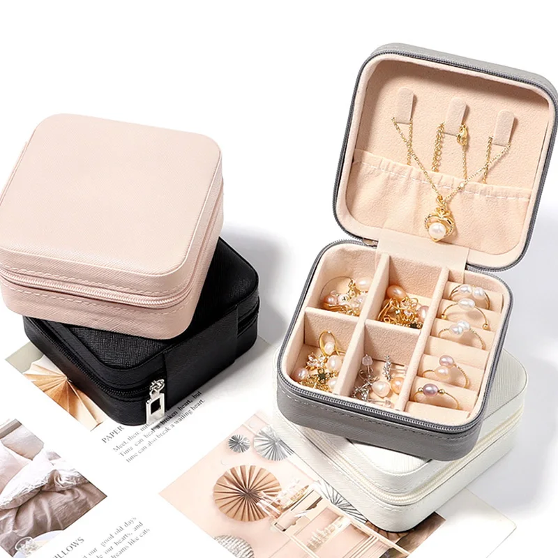 

Portable Jewelry Accessory Storage Box Travel Storage Organizer Jewelry Case Earrings Necklace Ring Jewelry Organizer Display