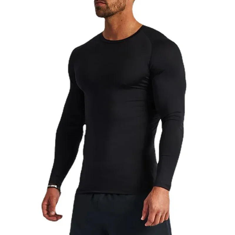 Men's Compression T-Shirt Long Sleeve Quick Dry Running Tops 4-Way Stretch Gym Tee Breathable Athletic Shirt Slim Fit Base Layer