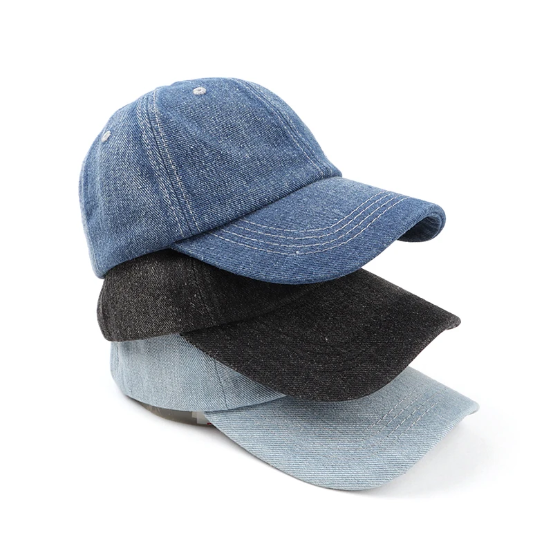 Fashion Denim Baseball Cap For Women Men Solid Color Adjustable Outdoor Sun Visors Hat Punk Hip Hop Dad Trucker Ponytail Caps