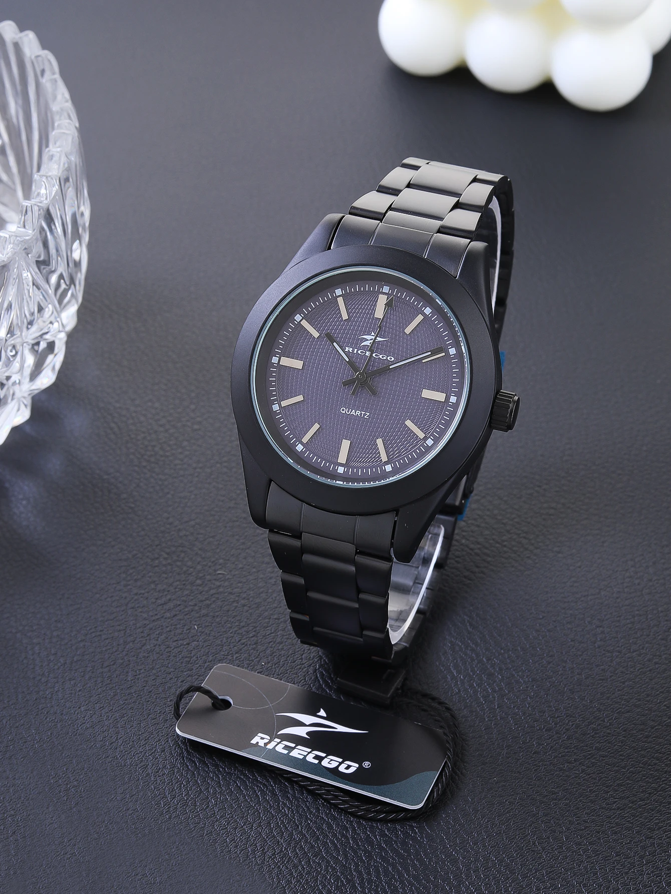 Ricecgo 1 Men's Classic Quartz Watch - Business Style, Round Dial, Bar Markers, Stainless Steel Strap, Quartz Movement, Suitable for Daily Wear, Ideal Gift for Birthdays or Special Occasions, Father's Day Gift