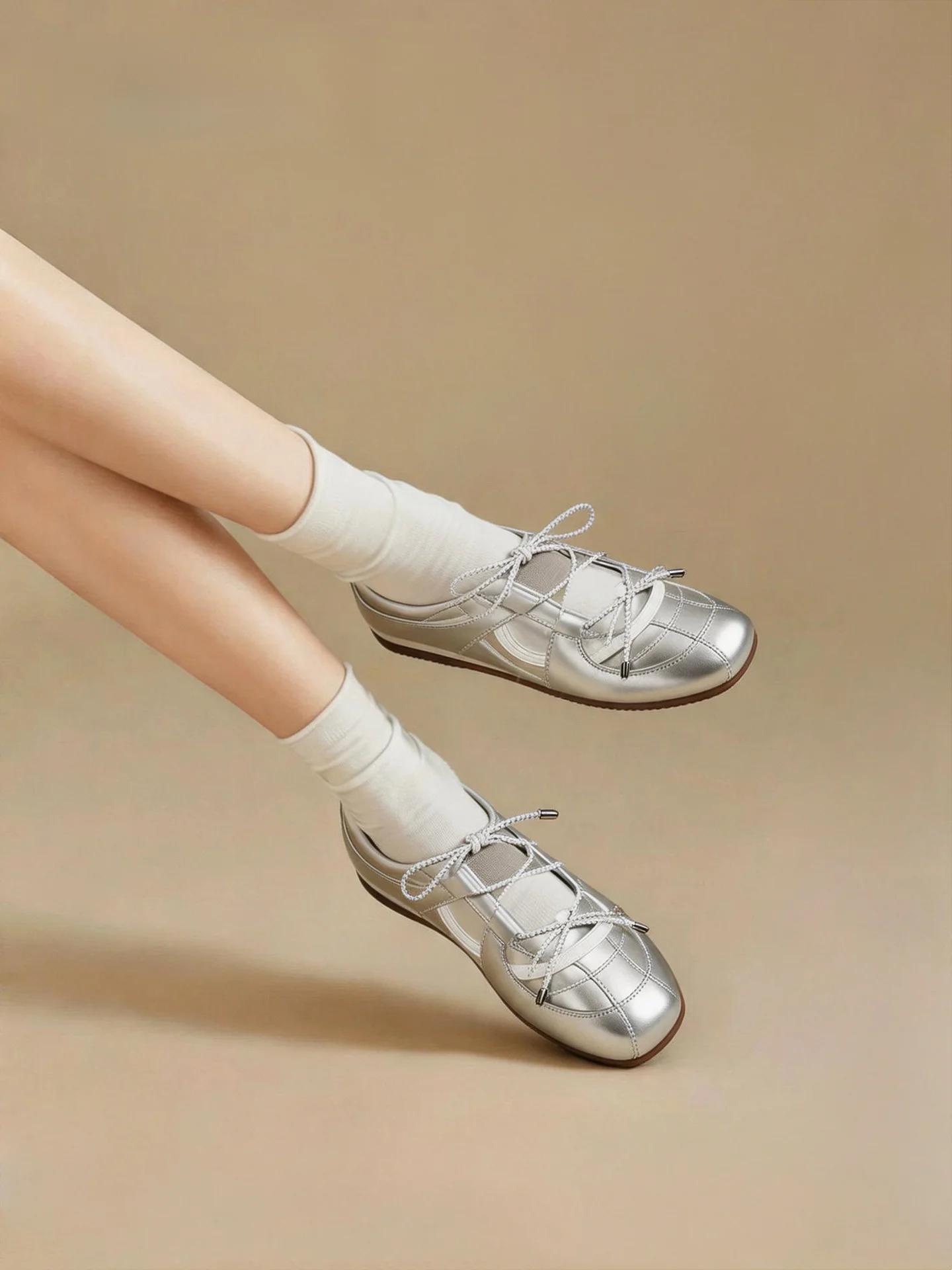 

Silver Ballet Style Sports Deqin Shoes Women's 2026 New Summer Breathable Comfortable Mary Janes Low Top Flat Bottom Rubber Sole
