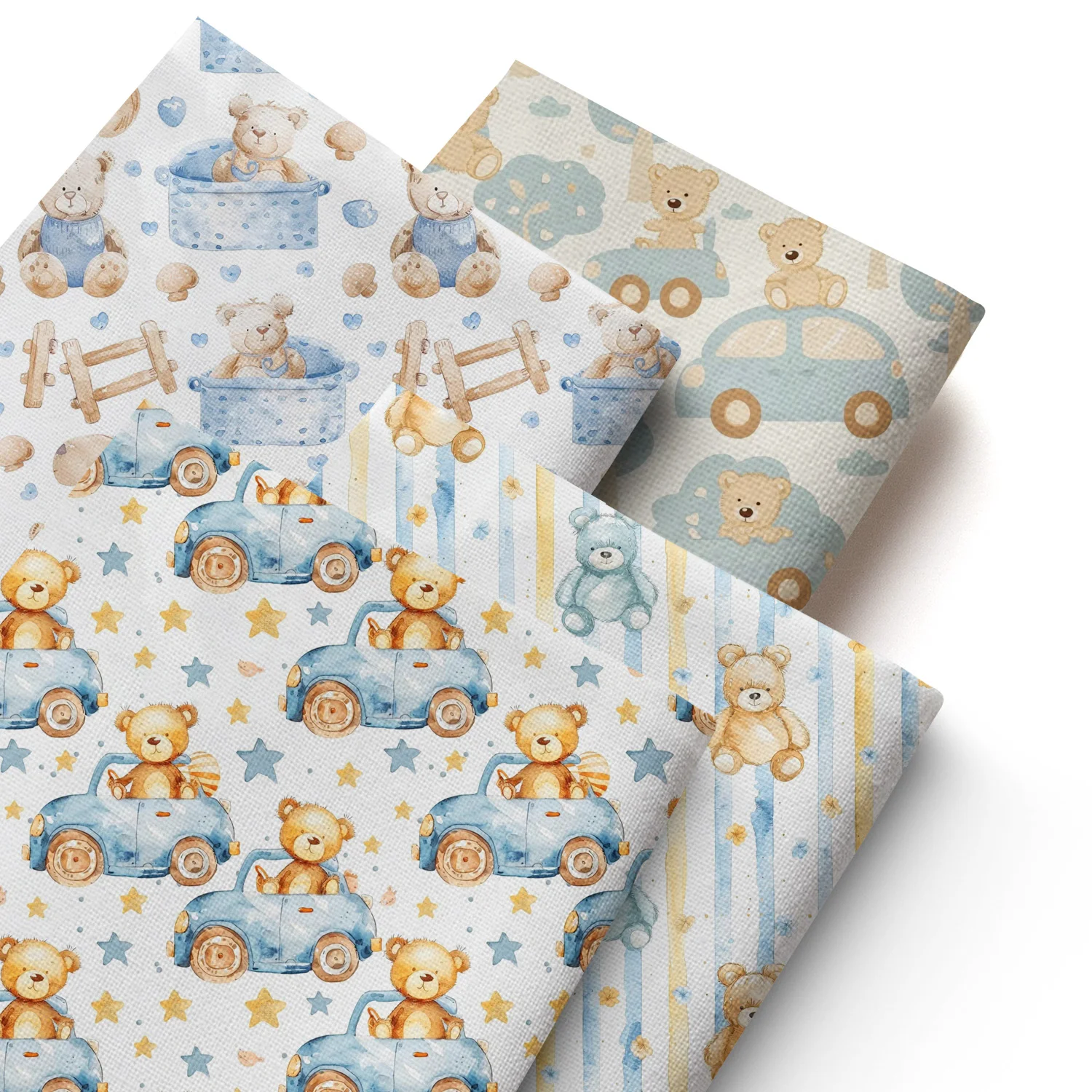 Oso de dibujos animados de acuarela caprichosa de 50x145cm para costura de tejidos, acolchado, telas de algodón y poliéster, Material de costura DIY hecho a mano