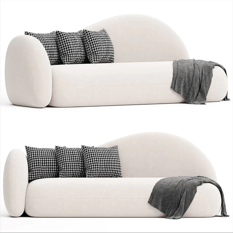 Lamb down sofa small apartment living room clothing store beauty salon reception curved sofa