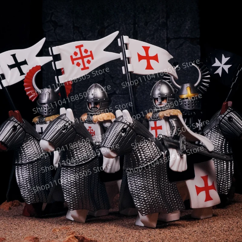 MOC Bouwsteen Mini Beeldje Middeleeuwse Oude Battle Cross Militaire Armor Rijden Samurai Corps Assembleren Speelgoed Cadeau Collectio