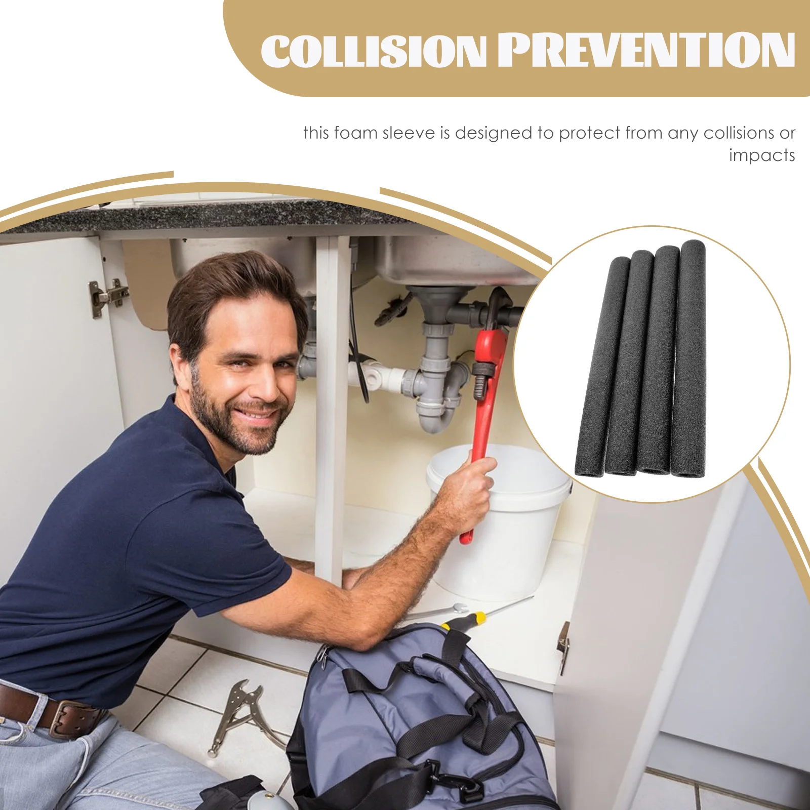 4 Stuks Isolatie Pijp Covers Schuim Buis Mouw Freeze Bescherming Anti-Collision Warme Tubing Sanitair Isolatie Schuim Buizen covers