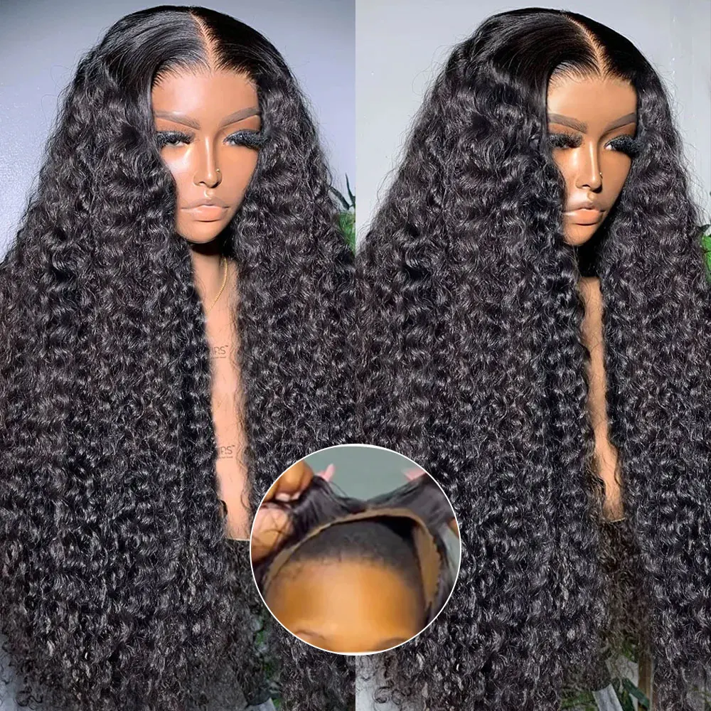 250% Glueless Preplucked Human Wigs Ready to Go Deep Wave Frontal Wig 13x4 Hd Lace Curly Lace Front Human Hair Wig PrePlucked