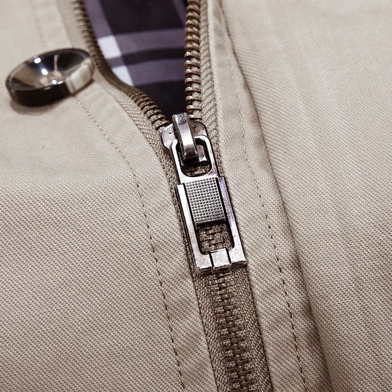 سترة رجالي من القطن المغسول بمقاس أوروبي معطف متوسط الطول مقاس كبير معطف غير رسمي موضة الخريف والشتاء