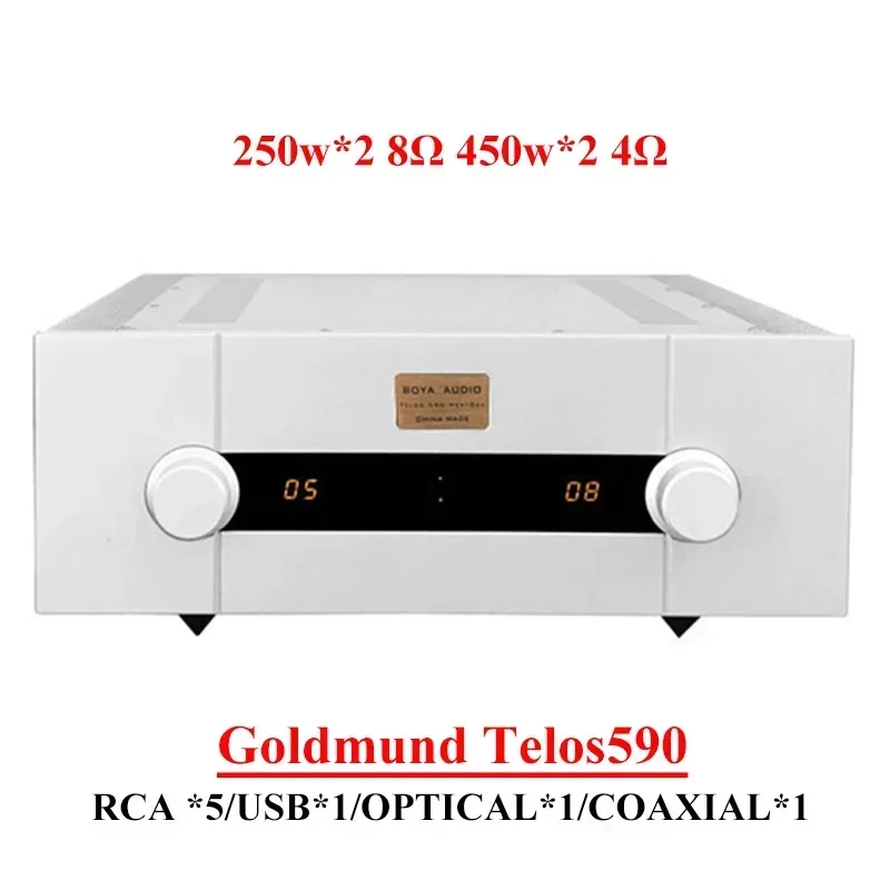 

250 Вт * 2 Реплика Goldmund Telos590 Усилитель мощности Высокомощный USB-волоконный коаксиальный вход RCA HIFI Усилитель Высококачественный стереоусилитель Аудио