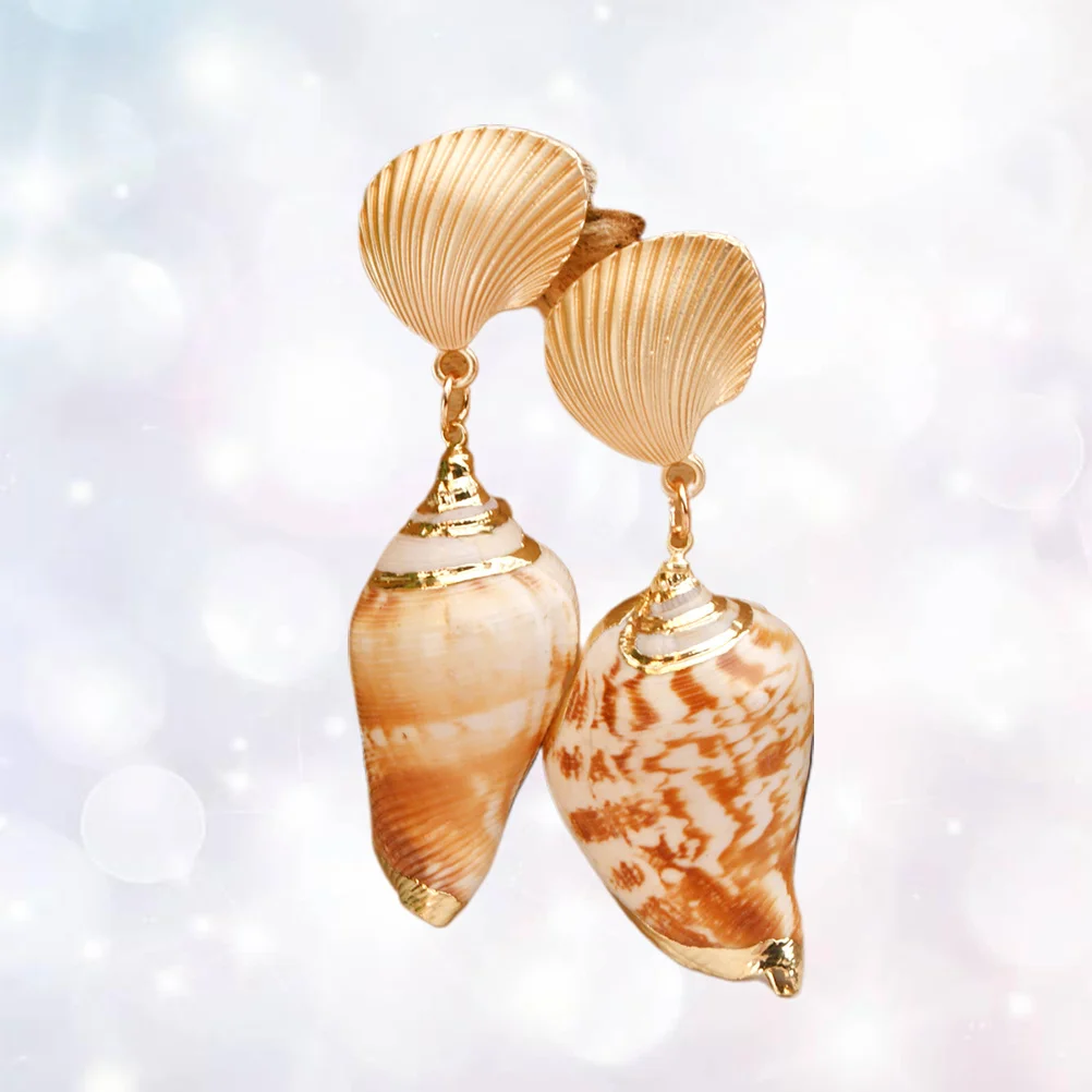 1 زوج Cowrie Dangler قلادة قلادة الأزياء والمجوهرات الأزياء المتدلي شل اللؤلؤ Cowrie أقراط الأقراط